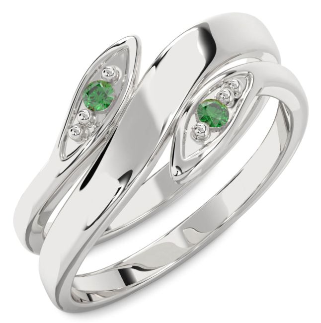 Emerald Platinum Round Two Stone Birthstone Ring