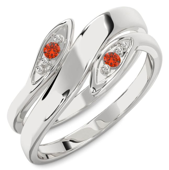 Fire Opal Platinum Round Two Stone Ring