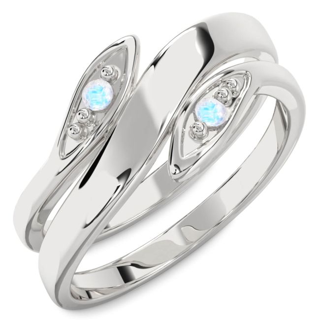 Moonstone Silver Round Two Stone Ring