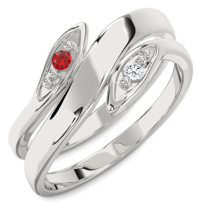 Platinum Round Two Stone Promise Ring