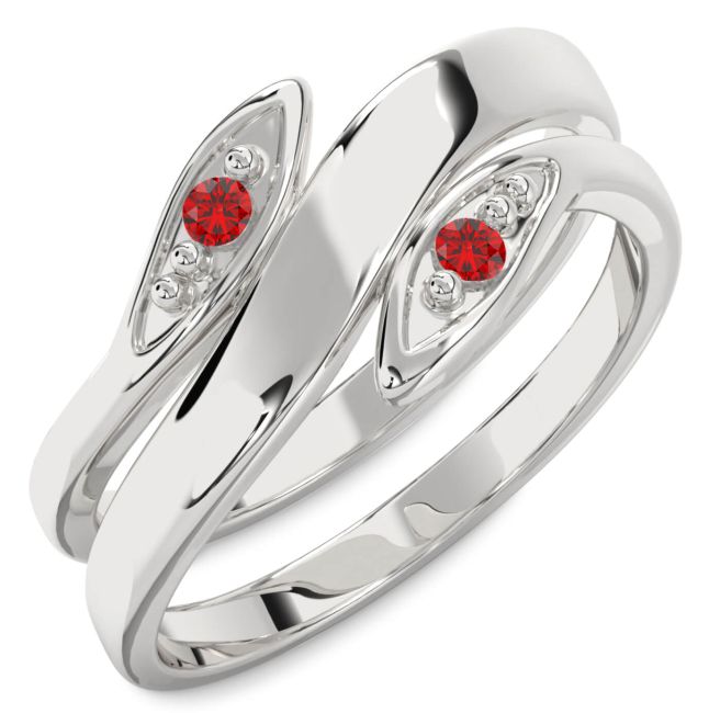 Ruby Silver Round Two Stone Birthstone Ring