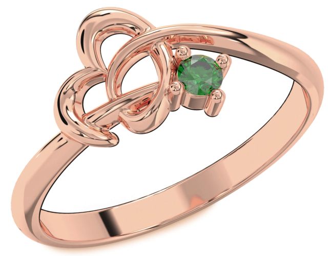 Emerald Rose Gold Heart Knot Ring