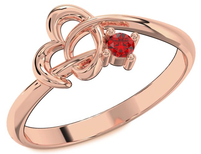 Ruby Rose Gold Silver Heart Knot Ring