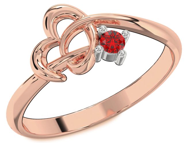 Ruby Rose Gold Silver Heart Knot Ring