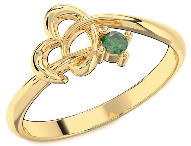 Emerald Gold Silver Heart Knot Ring