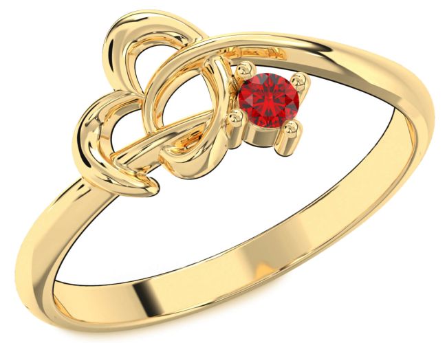 Ruby Gold Silver Heart Knot Ring