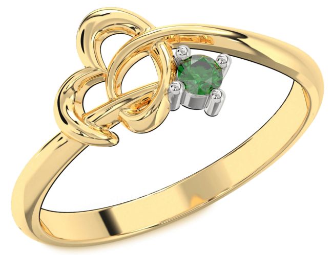 Emerald Gold Silver Heart Knot Ring