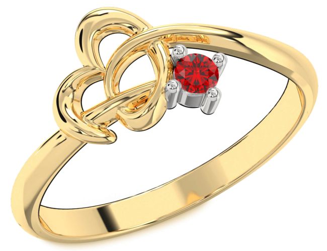 Ruby Gold Silver Heart Knot Ring