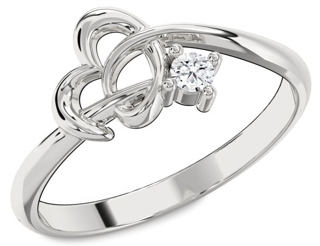 Diamond Silver Heart Knot Ring