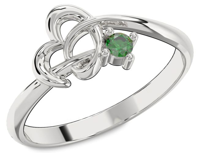 Emerald Platinum Heart Knot Ring