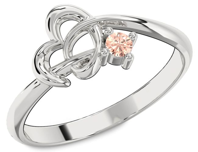 Morganite Silver Heart Knot Ring