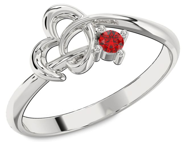 Ruby White Gold Heart Knot Ring