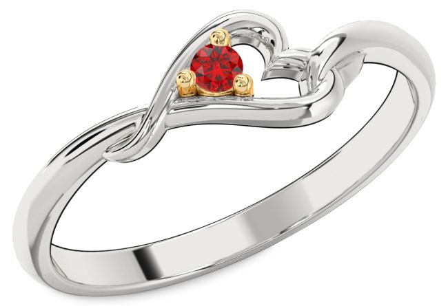 Ruby Gold Silver Heart Promise Ring