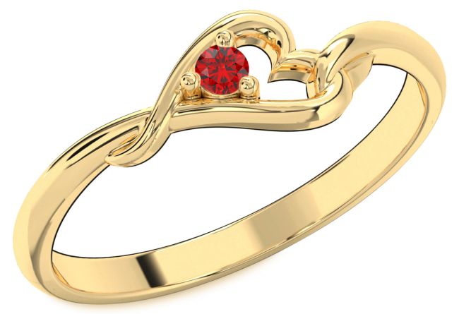 Ruby Gold Silver Heart Promise Ring