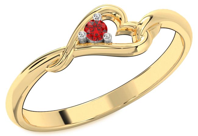 Ruby Gold Silver Heart Promise Ring