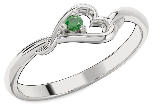 Emerald Platinum Heart Promise Ring