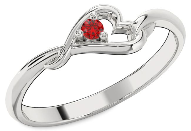 Ruby Platinum Heart Promise Ring