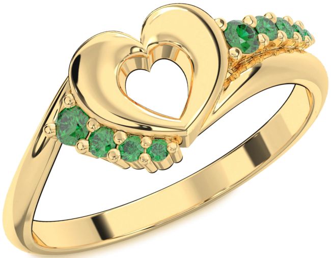 Emerald Gold Heart Promise Ring