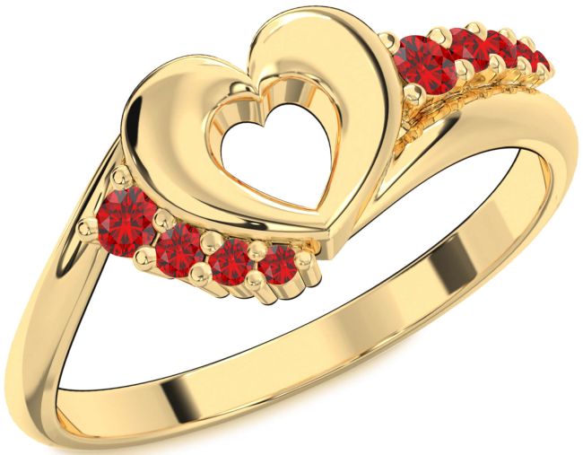 Ruby Gold Heart Promise Ring