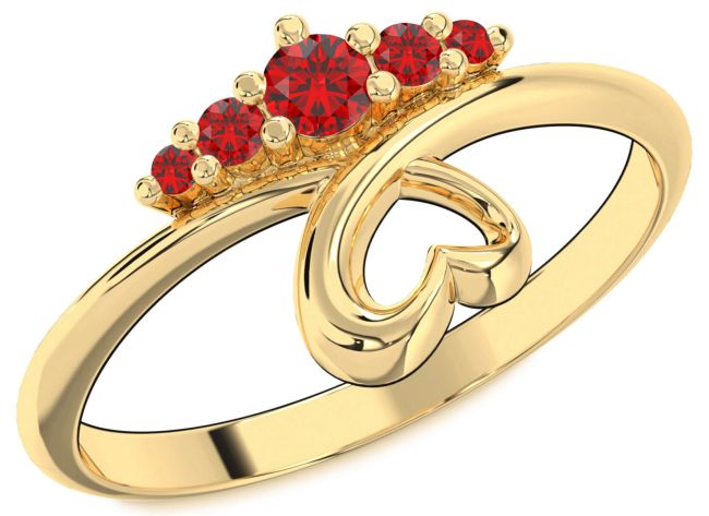 Ruby Gold Silver Heart Promise Ring