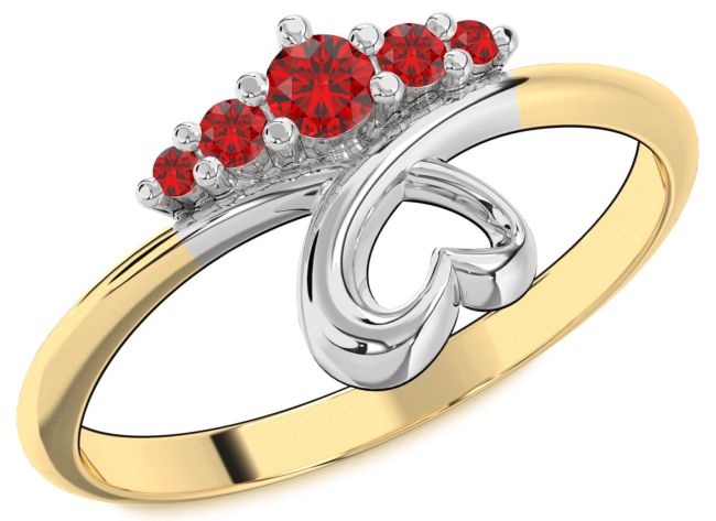 Ruby Gold Silver Heart Promise Ring