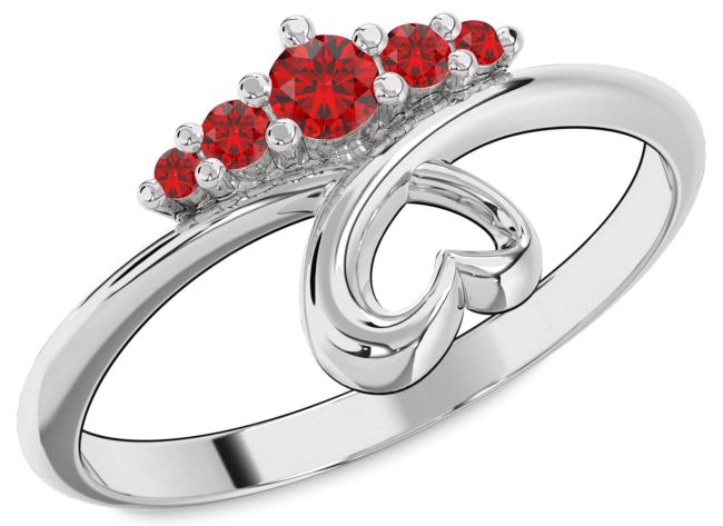 Ruby Platinum Heart Promise Ring