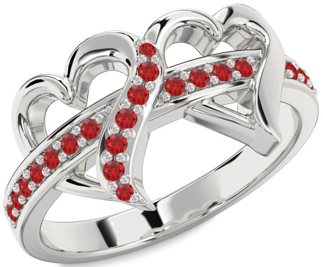 Ruby Platinum Heart Ring