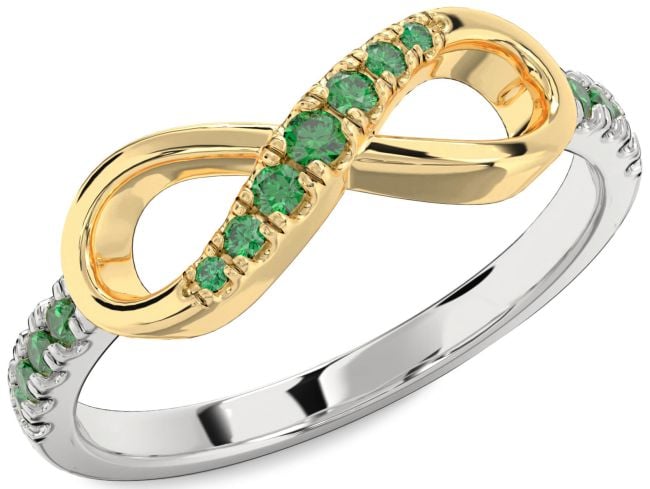 Emerald Platinum & Yellow Gold Infinity Ring