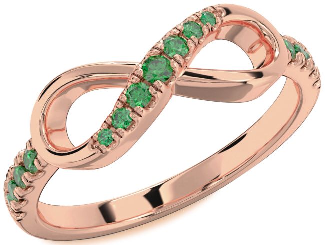 Emerald Rose Gold Infinity Ring