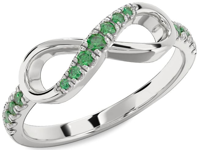 Emerald White Gold Infinity Ring