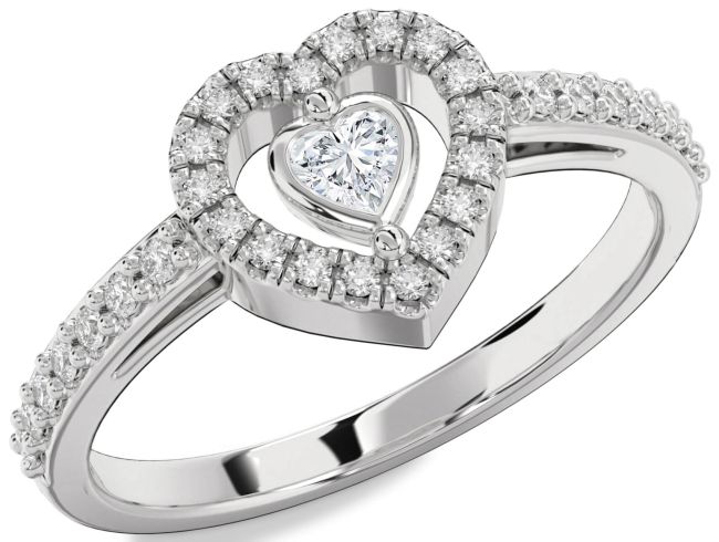 Diamond Platinum Heart Promise Ring