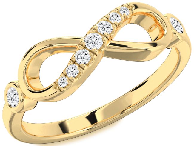 Lab Diamond Gold Silver Infinity Round Two Stone Ring