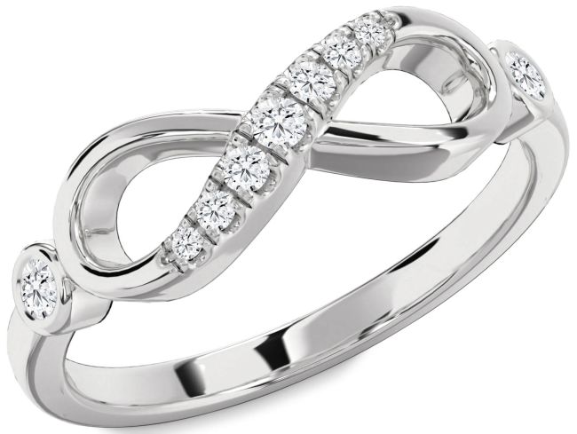 Lab Diamond Silver Infinity Round Two Stone Ring