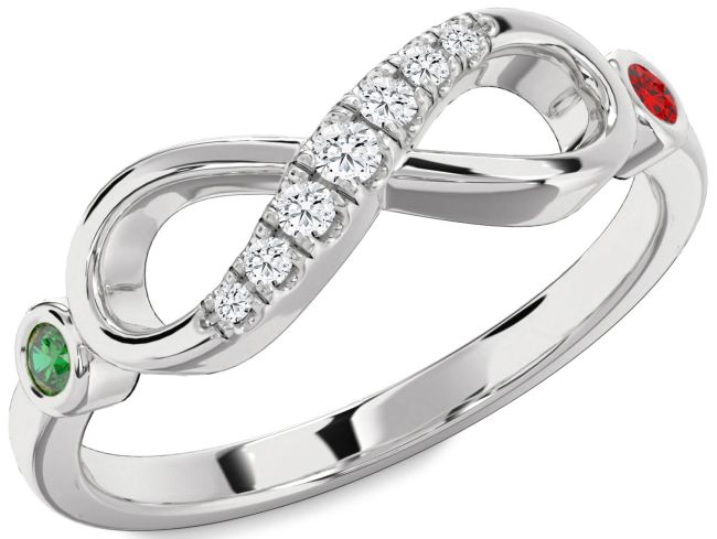 Diamond Platinum Infinity Round Two Stone Promise Ring