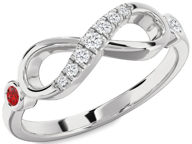Diamond Silver Infinity Round Two Stone Promise Ring