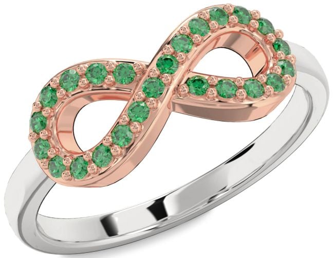 Emerald Platinum & Rose Gold Infinity Ring