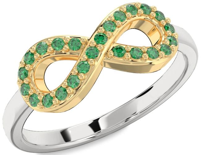 Emerald Platinum & Yellow Gold Infinity Ring