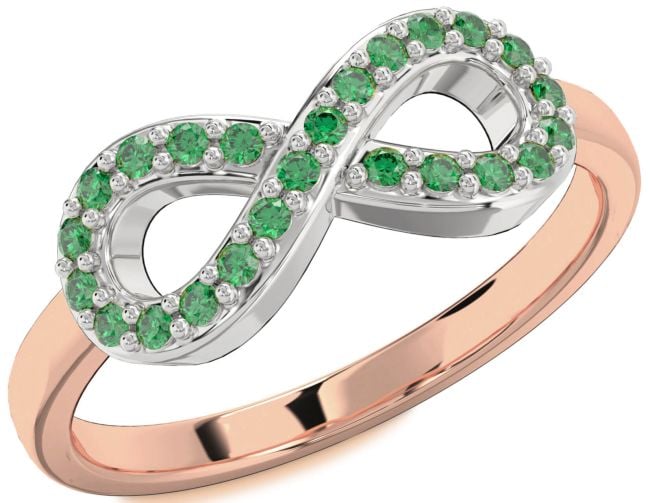 Emerald White Rose Gold Infinity Ring