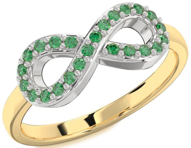 Emerald Platinum & Yellow Gold Infinity Ring