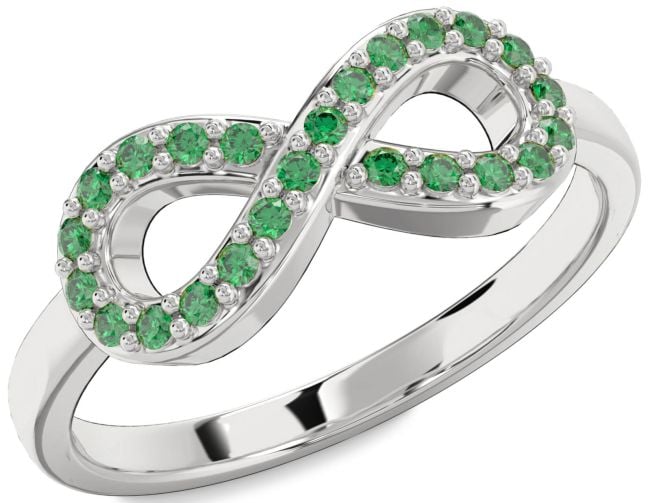 Emerald White Gold Infinity Ring