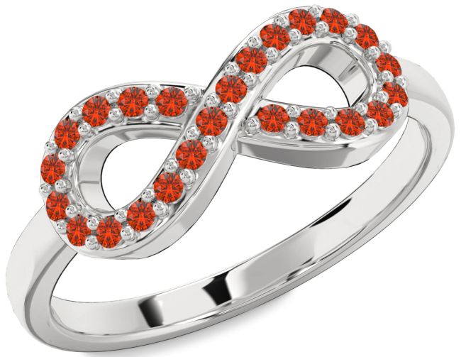 Fire Opal Platinum Infinity Ring