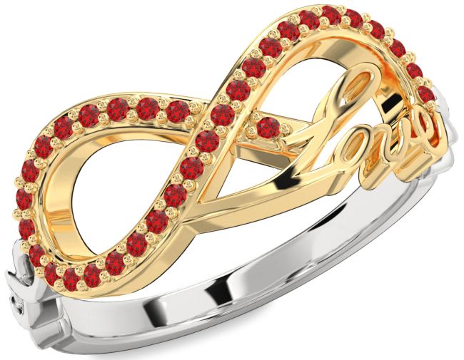 Ruby Silver & 10K gold Love Infinity Ring