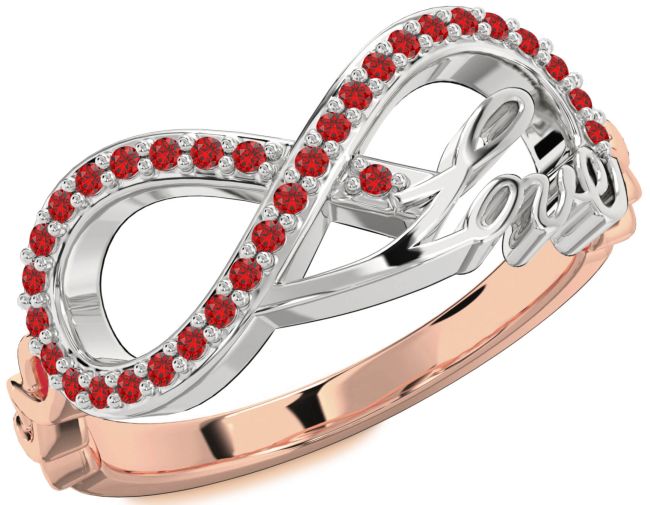 Ruby Rose Gold Silver Love Infinity Ring
