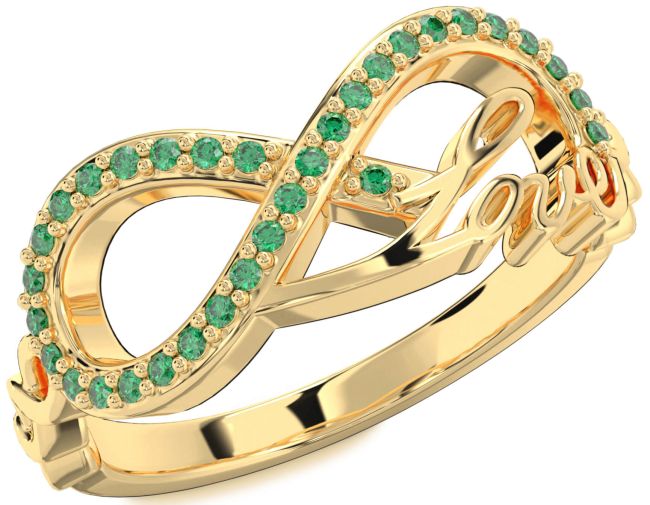 Emerald Gold Love Infinity Ring