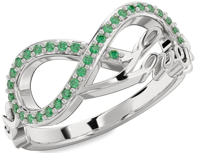 Emerald White Gold Love Infinity Ring