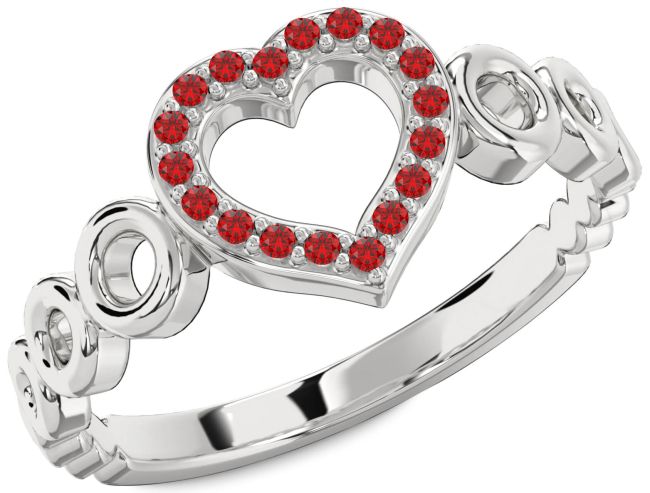 Ruby Platinum Heart Ring
