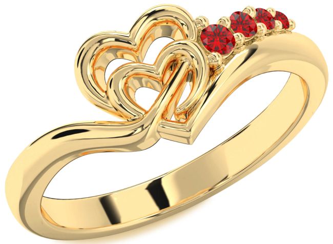 Ruby Gold Silver Heart Promise Ring