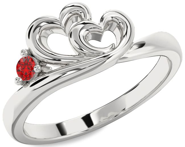Ruby Platinum Heart Ring