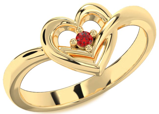 Ruby Gold Silver Heart Promise Ring