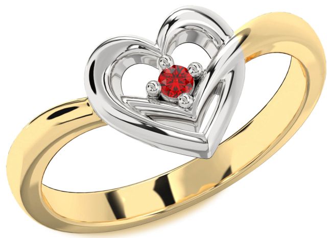 Ruby Gold Silver Heart Promise Ring